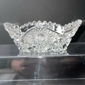 Vintage Cut Glass Bowl American Brilliant Style Star Pattern Decorative Dish